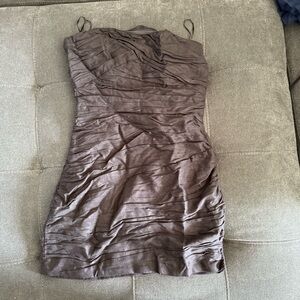 Black textured strapless mini dress